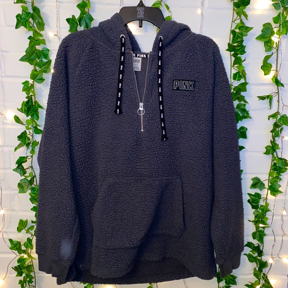 Victoria’s Secret Pink Quarter zip Sherpa Hoodie